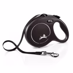 Flexi Classic L, Chien, Laisse avec enrouleur, Noir, Ruban, 50 kg, Monochromatique