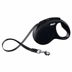 Flexi New CLASSIC, Chien, Laisse avec enrouleur, Noir, Ruban, 15 kg, 5 m