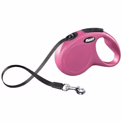 TRIXIE New CLASSIC M-L, Chien, Laisse avec enrouleur, Noir, Rose, Ruban, 50 kg, 5 m