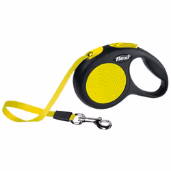 Flexi New NEON, Chien, Laisse avec enrouleur, Noir, Jaune, Ruban, 12 kg, 3 m