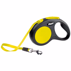 Flexi New NEON, Chien, Laisse avec enrouleur, Noir, Jaune, Ruban, 15 kg, 5 m