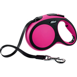 Flexi New COMFORT 5 m Noir, Rose Chien Laisse avec enrouleur