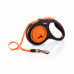 Flexi Neon, Chien, Laisse avec enrouleur, Noir, Orange, Ruban, 25 kg, Monochromatique