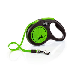 Flexi Neon 5 m Noir, Vert Chien Laisse avec enrouleur