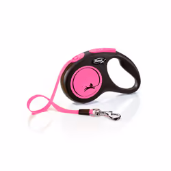 Flexi Neon, Chien, Laisse avec enrouleur, Noir, Rose, Ruban, 15 kg, Monochromatique