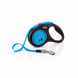 Flexi Neon, Chien, Laisse avec enrouleur, Noir, Bleu, Ruban, 15 kg, Monochromatique