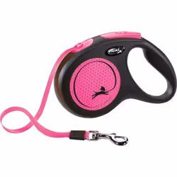 Laisse New Neon M Tape 5 m black/ neon pink Flexi CL21T5-251-S-NEOP