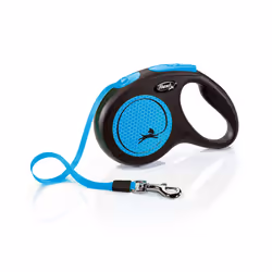 Flexi Neon, Chien, Laisse avec enrouleur, Noir, Bleu, Ruban, 25 kg, Monochromatique