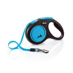 Flexi Neon 5 m Noir, Bleu Chien Laisse avec enrouleur