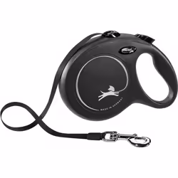 Flexi New Classic L, Chien, Laisse avec enrouleur, Noir, Ruban, 50 kg, Monochromatique