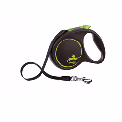 Flexi Black Design M, Chien, Laisse avec enrouleur, Noir, Vert, Ruban, 25 kg, Monochromatique
