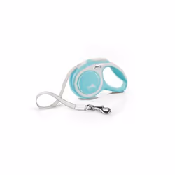 Flexi New Comfort XS Tape 3 m, Universel, Laisse avec enrouleur, Bleu, Blanc, Ruban, 12 kg, Monochromatique