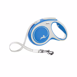 Flexi New COMFORT, Chien, Laisse avec enrouleur, Bleu, Blanc, Ruban, 25 kg, 5 m