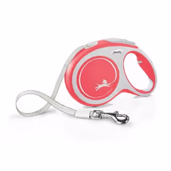 Flexi New Comfort L Tape 8 m, Chien, Laisse avec enrouleur, Rouge, Ruban, 50 kg, Monochromatique