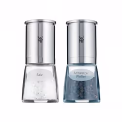 WMF DE LUXE, Ensemble de poivrière et salière, Acier inoxydable, Transparent, Verre, Acier inoxydable, 140 mm