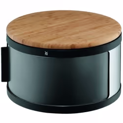 WMF Boîte à pain avec planche à découper Gourmet, Noir, Bambou, Acier inoxydable, Transparent, 320 mm, 320 mm, 190 mm
