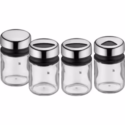 WMF 4000530641489, Ensemble moulins à sel et poivre, Noir, Transparent, Verre, Acier inoxydable, Acier inoxydable, 4 pièce(s)