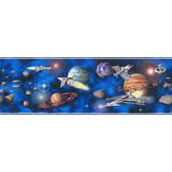 Frise papier peint à motifs planètes Frise tapisserie multicolore pour chambre d'enfant Frise murale étoile pour chambre garçon
