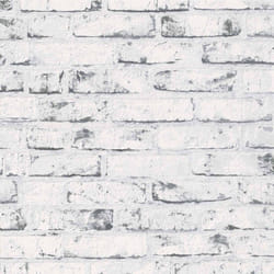 As Creation - Papier peint moderne blanc & gris imitation pierre Tapisserie effet fausse brique pour cuisine Papier peint intissé gris trompe l'oeil