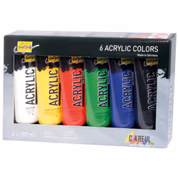 KREUL SOLO GOYA, Noir, Bleu, Vert, Rouge, Blanc, Jaune, Peinture acrylique, Liquide, 100 ml, 6 pièce(s)