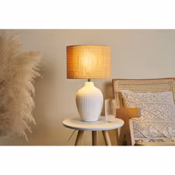 Pauleen Timber Glow lampe de table E27 20 W Beige, Blanc