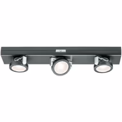 Paulmann 70636, Spot d'éclairage de surface, 3 ampoule(s), LED, 3000 K, 18 lm, Anthracite, Chrome