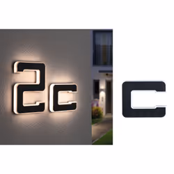 Paulmann Letter C, Éclairage mural extérieur, Noir, Plastique, IP44, Façade, III