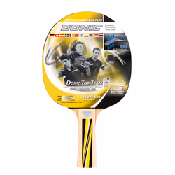 Donic Schildkröt Top Team 500, Raquette de tennis de table, Noir, Bois, Jaune, Bois, Caoutchouc, Bois, 1 pièce(s)