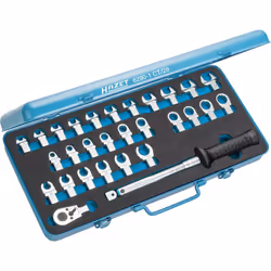 Coffret en métal (bleu HAZET) Garniture en mousse souple bimatière Made In Germany Sortie : Carré femelle 9 x 12 mm creux Dim ...