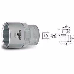 HAZET 880Z-17, 1 pièce(s), 76,2 / 8 mm (3 / 8"), Sulfate de chondroïtine, 29,5 mm, 39 g
