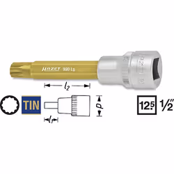 HAZET 990LG-6, 1 pièce(s), 25,4 / 2 mm (1 / 2"), Acier, 100 mm, 84 g