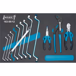 HAZET 163-59/12, Noir, Bleu, Métallique, 519 mm, 342 mm, 12 outils