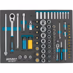 HAZET 163-138/77, Ensemble de douilles, 1/2", Métrique/empirique, 77 tête(s), 6.3,12.5 mm, 1/2,1/4"