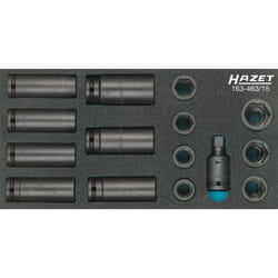 Jeu de douilles à chocs 163-463/15 ∙ Carré creux 1/2 pouce (12,5 mm) ∙ Profil Traction à 6 pans extérieurs ∙ 15 pièces ∙ 17 – 27