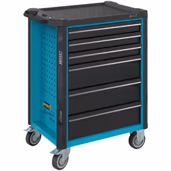 HAZET 179N-6, 6 étagères, Plastique, Acier inoxydable, Noir, Bleu, 25 kg, 4 roue(s)