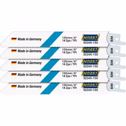 HAZET 9234X-150/5, Lames de scie sabre, Acier inoxydable, Acier, Bleu, Blanc, 22,5 cm, 5 pièce(s), Allemagne