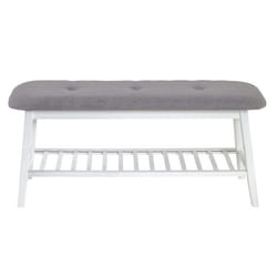 Range-Chaussures & Banc Bambou 100cm Blanc