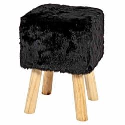 PARIS PRIX Tabouret Fourrure Josie - Noir