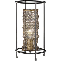 Fischer&honsel - Lampe de table lampe de chevet laiton antique lampe de table de salon lampe de lecture, abat-jour en maillons de chaîne, 1x E27, DxH