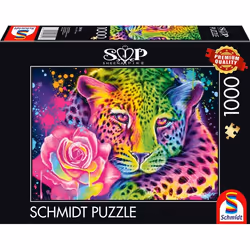Schmidt Spiele Léopard arc-en-ciel fluo, 1000 pcs, 1000 pièce(s), Animaux, 12 an(s)