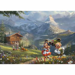 Schmidt Spiele Thomas Kinkade Studios: Disney Dreams Collections - Mickey & Minnie in den Alpen Jeu de puzzle 1000 pièce(s) Dessins animés
