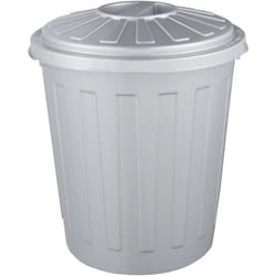Keeeper - Poubelle multifonctionnelle / corbeille à papier avec couvercle verrouillable, Petite, Plastique résistant (pp), 7 l, Tapis, Argent