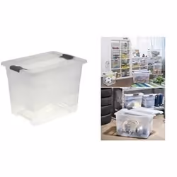 Boîte de rangement - OKT - Kristall-Box - 24 Litres - Transparent - Clips anthracite