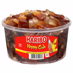 Haribo Dose Happy Cola, Bonbon haricot, 1,2 kg, Cola, Multicolore, 1459 kJ, 343 kcal