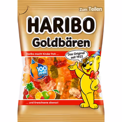 Haribo Goldbären, Bonbon haricot, 175 g, 1459 kJ, 343 kcal, 77 g, 46 g