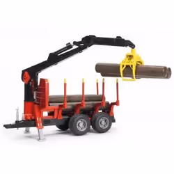 BRUDER Remorque Forestiere Avec Chargeur, Rondins De Bois Inclus, 4 an(s), Plastique, Noir, Marron, Rouge