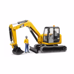 BRUDER Mini Pelleteuse Caterpillar avec Personnage, Modèle de pelle, Plastique