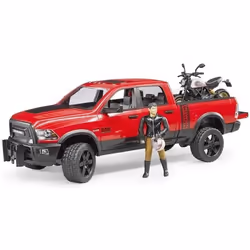 BRUDER Véhicule RAM 2500 power Wagon rouge avec moto Scrambler Ducati Desert Sled noire et personnage motard, 3 an(s), Plasti ...