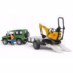 BRUDER Land Rover Defender Avec Une Remorque, Mini Pelle Jcb Et Personnage - Vue supplémentaire 5