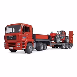 Camion surbaissé - BRUDER - MAN TGA - Chargeur télescopique Manitou MLT 633 - Échelle 1:16 - À partir de 3 ans